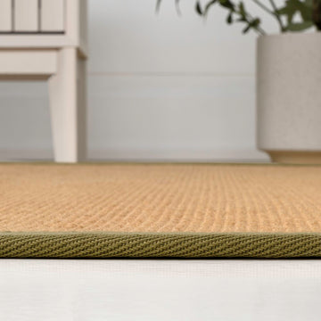 Camden Farmhouse Cottage Border Jute Area Rug